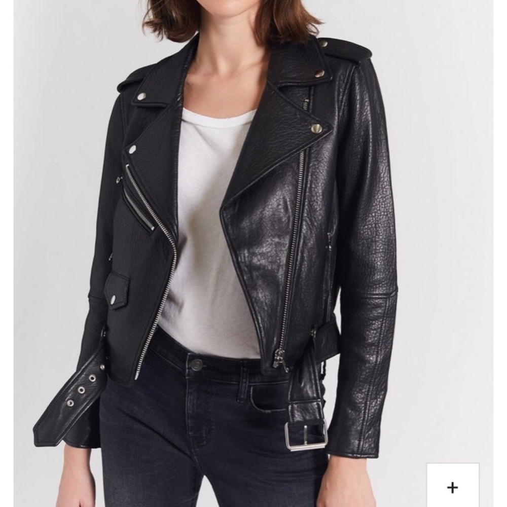 Current/Elliott Black Leather Moto Jacket
